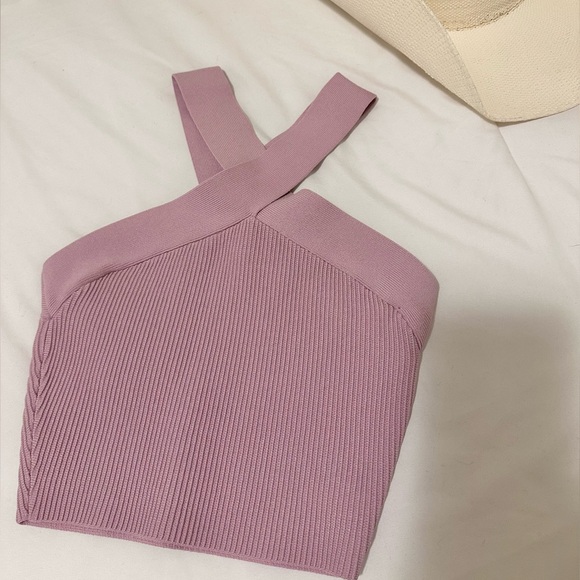 Aritzia Tops - BABATON | Lilac Sculpted Knit Cross Cropped Tank